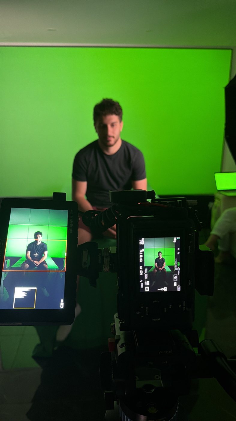 Dreh vor dem Greenscreen